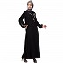 Embroidery abaya with balloon sleeves- Black